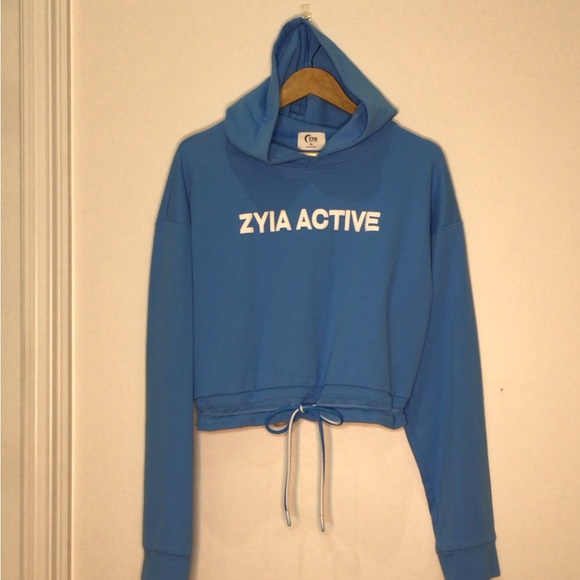 ZYIA Sky Blue Uppercut Cropped Pullover XXL Hoodie - Picture 2 of 13